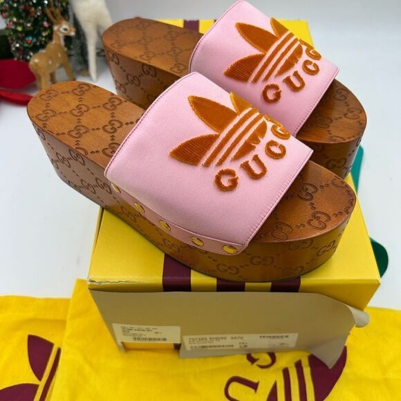 Women’s Gucci X Adidas, leather mules size 38.5 made in Italy - Picture 3 of 10